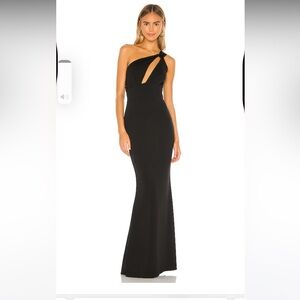 Black Asymmetrical One-Shoulder Maxi Dress